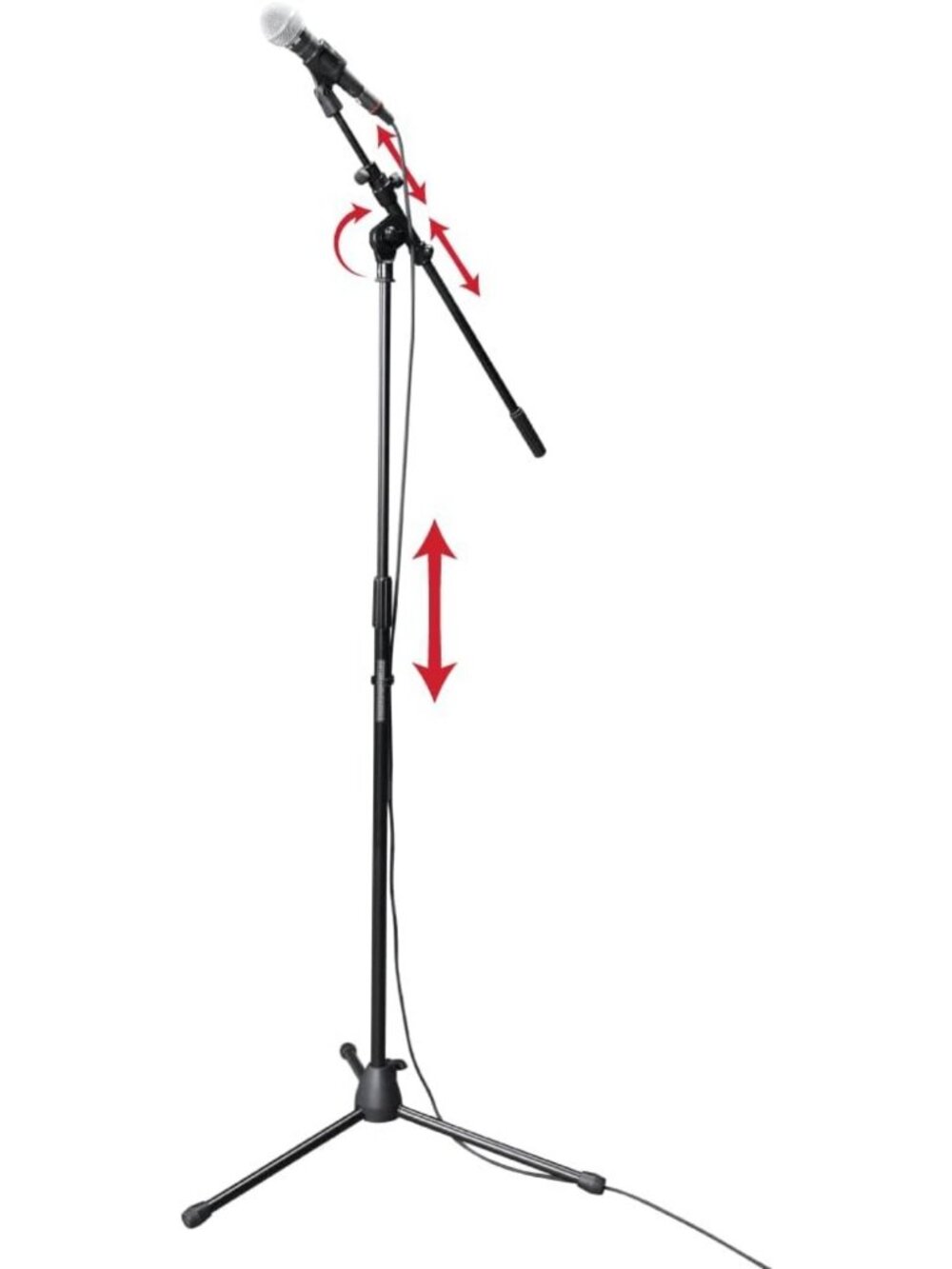 Adjustable Telescoping Tripod Mic Stand with Extendable Boom Arm, 32"-62